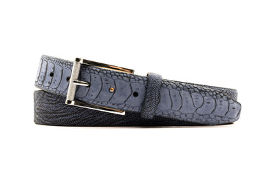 South African Ostrich Nubuck Leather Belt - Sapphire