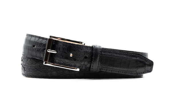 Matte Genuine American Alligator Belt - Black