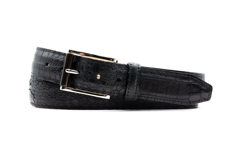 Matte Genuine American Alligator Belt - Black