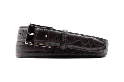 Matte American Alligator Leather Belt - Walnut