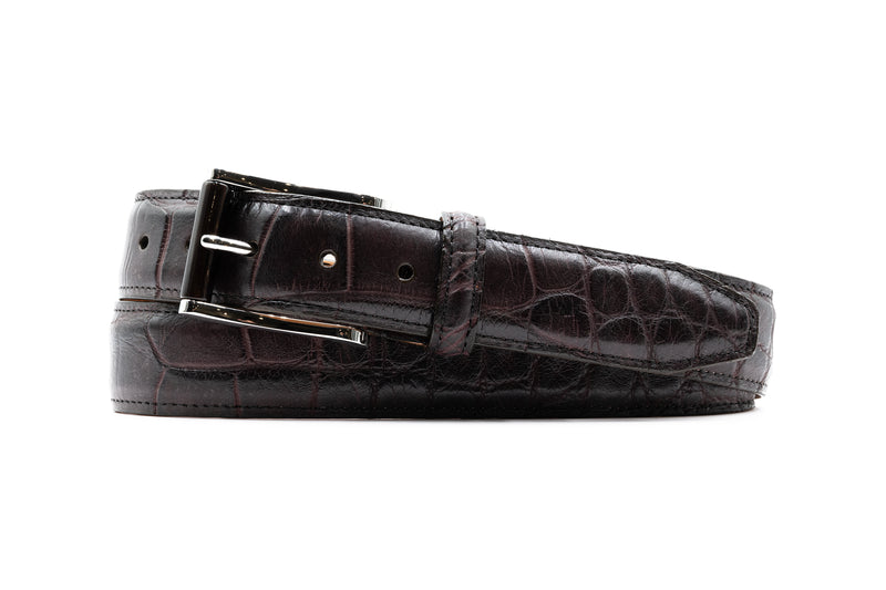 Matte Genuine American Alligator Belt - Walnut