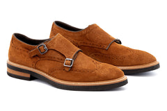 Tuscan Italian Calf Suede Double Monk - Tobacco