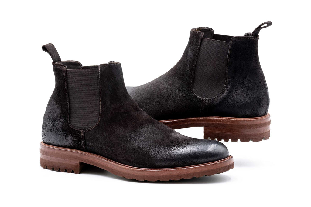 Napoli Italian Suede Chelsea Boots - Black Walnut