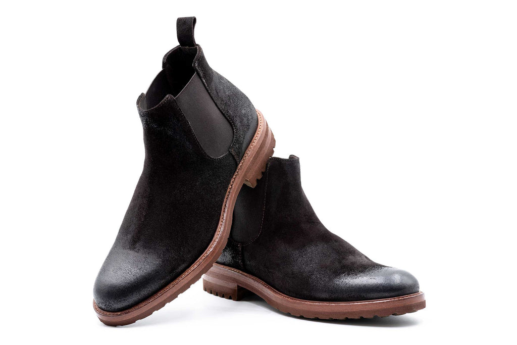 Napoli Italian Suede Chelsea Boots - Black Walnut