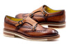 Tuscan Italian Calf Leather Double Monk Wingtip - Sienna