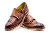 Tuscan Italian Calf Leather Double Monk Wingtip - Sienna