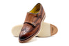 Tuscan Italian Calf Leather Double Monk Wingtip - Sienna