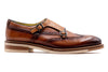 Tuscan Italian Calf Leather Double Monk Wingtip - Sienna