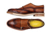 Tuscan Italian Calf Leather Double Monk Wingtip - Sienna