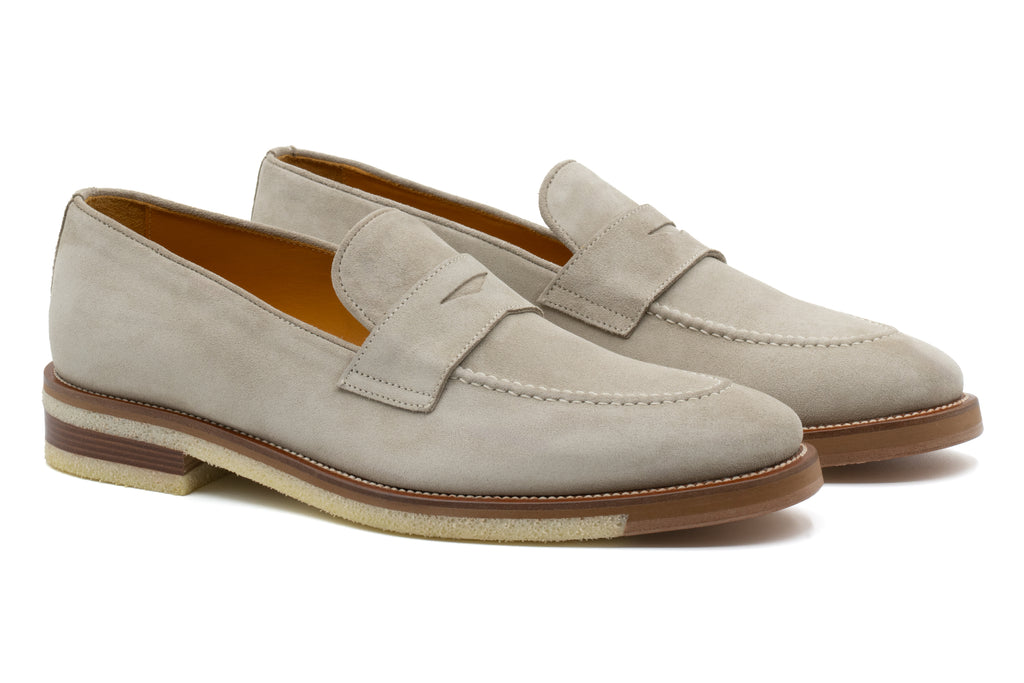 Tuscan Italian Suede Penny Loafers - Sabbia