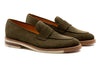 Tuscan Italian Suede Penny Loafers - Olive
