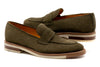 Tuscan Italian Suede Penny Loafers - Olive