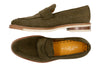 Tuscan Italian Suede Penny Loafers - Olive