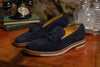 Tuscan Italian Suede Tassel Loafers - Navy