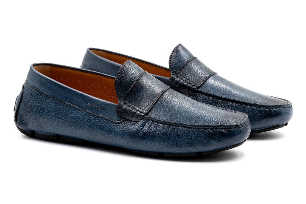 Maranello Italian Calf Leather Driver Loafers - Marine