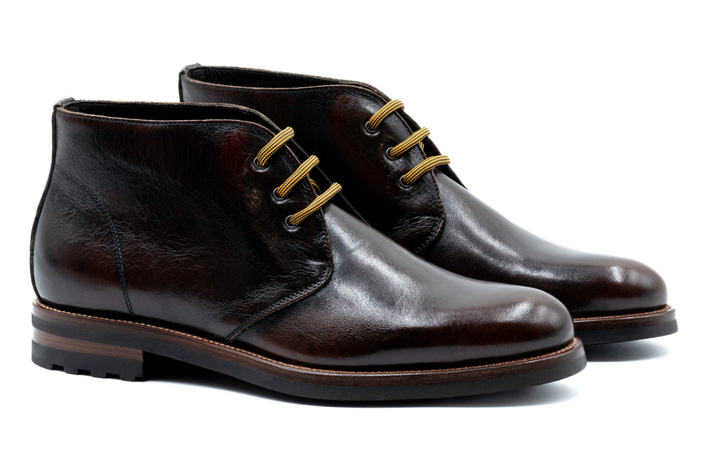 Napoli Italian Saddle Leather Chukka Boots - Blackened Chestnut