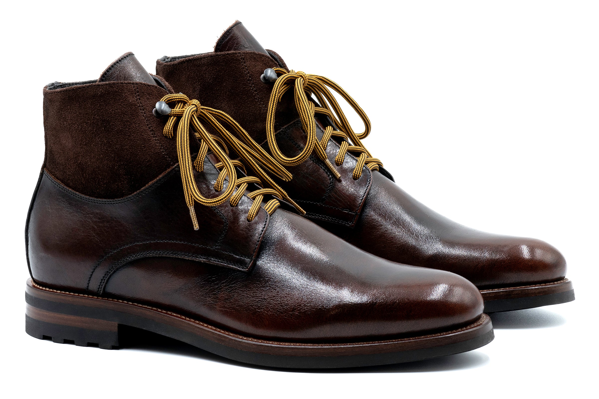 Napoli Italian Saddle Leather Lace Up Boots - Blackened Chestnut, 08.0 Napoli Italian Saddle Leather Lace Up Boots - Blackened Chestnut, 08.0