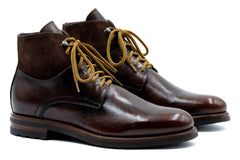 Napoli Italian Saddle Leather Lace Up Boots - Blackened Chestnut