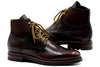 Napoli Italian Saddle Leather Lace Up Boots - Blackened Chestnut