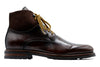 Napoli Italian Saddle Leather Lace Up Boots - Blackened Chestnut