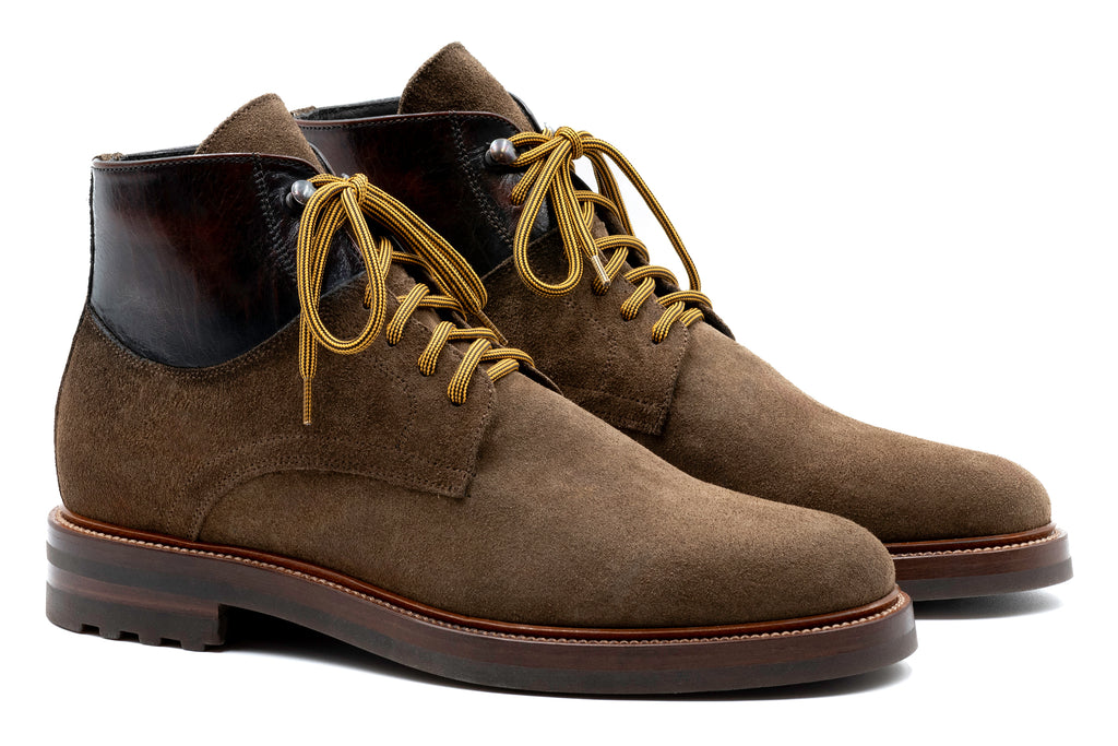 Napoli Premium Italian Suede Lace Up Boots - Earth