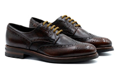 Napoli Italian Saddle Leather Wingtip - Blackened Chestnut