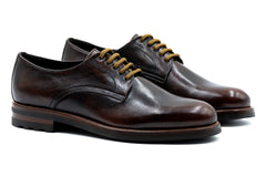Napoli Italian Saddle Leather Plain Toe - Blackened Chestnut