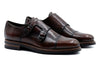 Napoli Italian Saddle Leather Double Monk - Blackened Chestnut
