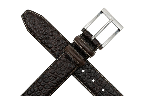 Bill Alligator Grain Leather Belt - Walnut