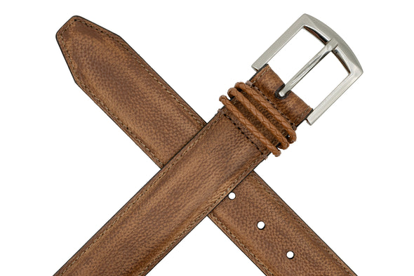 Bermuda Braid Pebble Grain Belt - Old Saddle