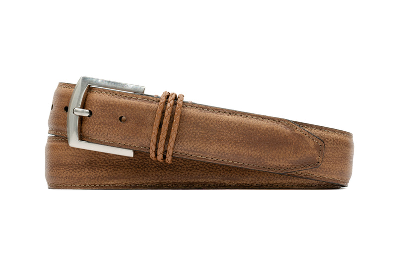 Bermuda Braid Pebble Grain Belt - Old Saddle