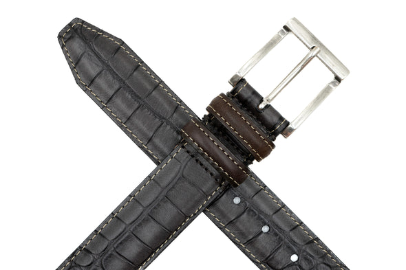 Bill Alligator Grain Leather Belt - Midnight