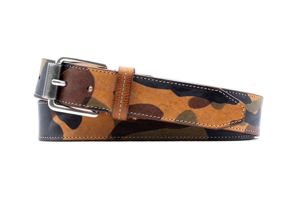 Montana Italian Saddle Leather Belt - Camo
