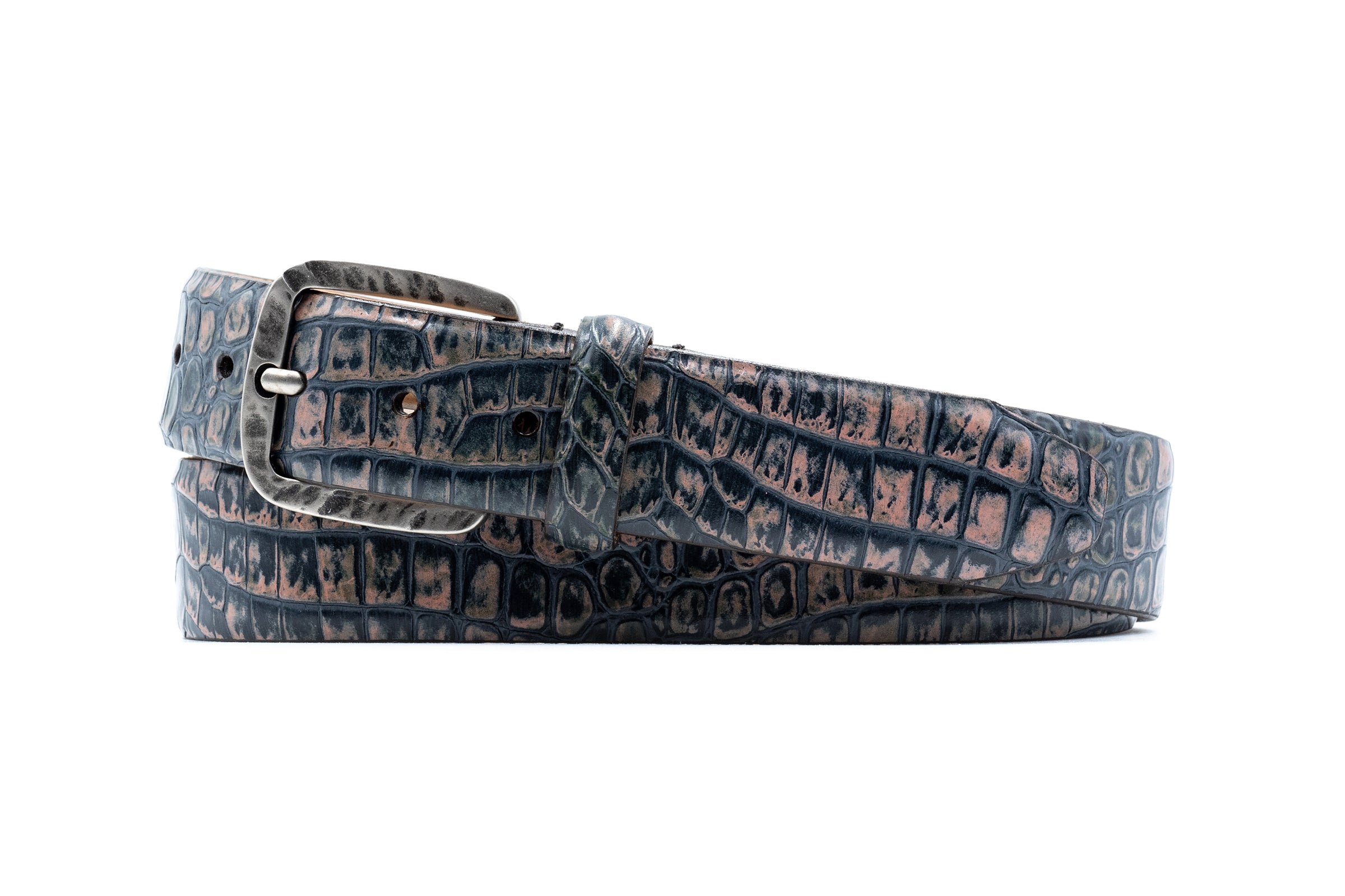 Tucson Alligator Grain Italian Calf Leather Belt - Midnight