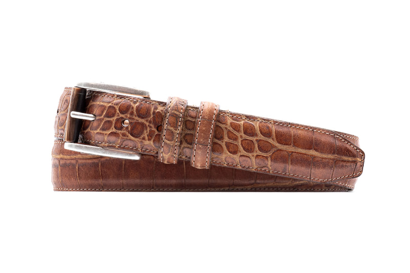 Holden Italian Alligator Grain Leather Belt - Vintage Cedar