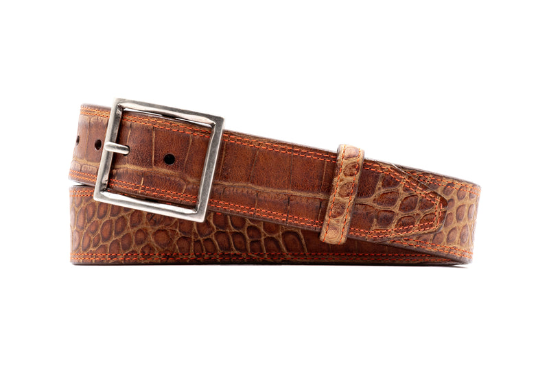Hunter Italian Alligator Grain Leather Belt - Vintage Cedar