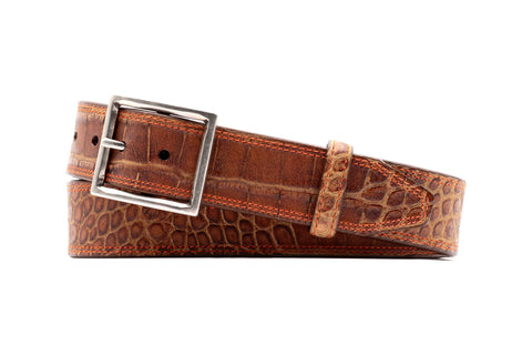Hunter Italian Alligator Grain Leather Belt - Vintage Cedar