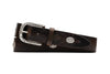 Artisan Italian Bridle Leather Ornament Belt - Walnut