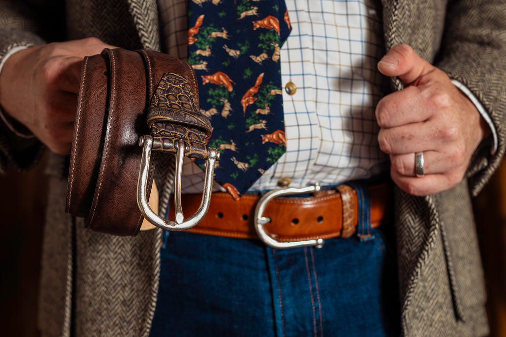 Tyler Italian Saddle Leather Belt - Walnut
