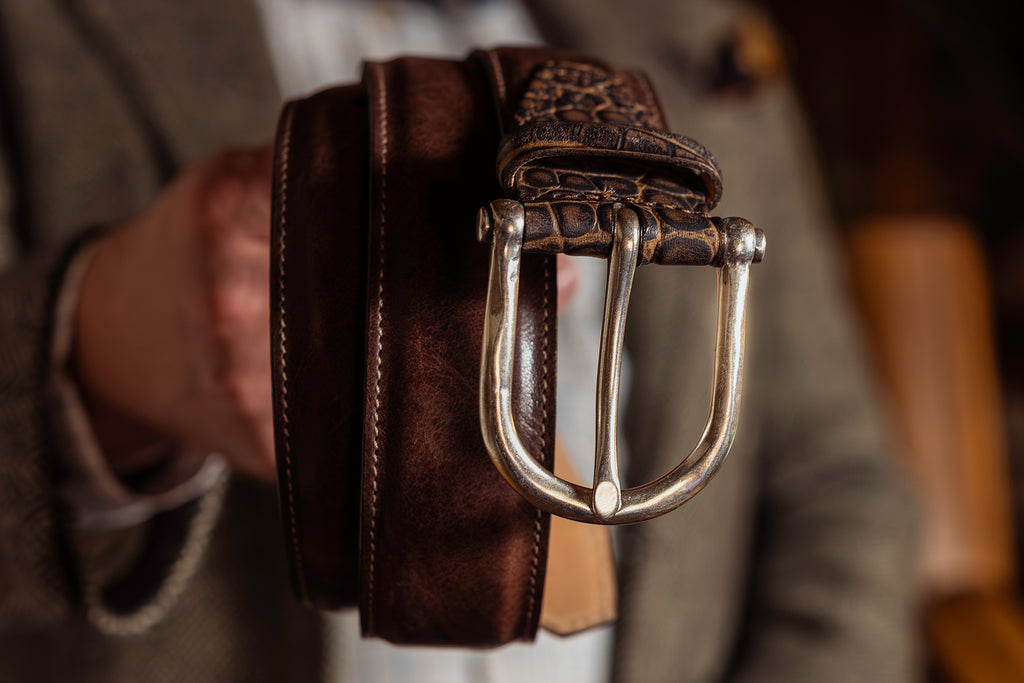 Tyler Italian Saddle Leather Belt - Walnut