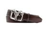 Kenya Guide "Rams Head Plaque" Saddle Leather Belt - Hickory