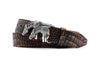 Kenya Guide "Zebra Plaque" Alligator Grain Belt - Ginger