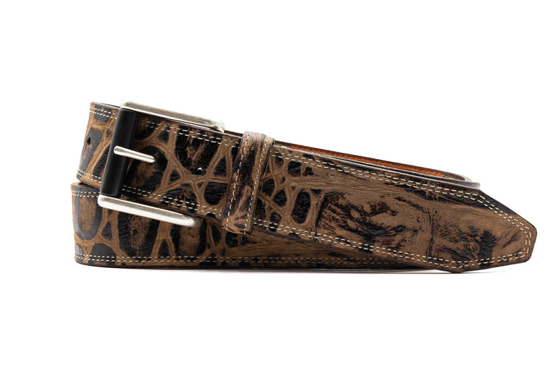 Upland Nile Crocodile Grain Belt - Burnt Cedar