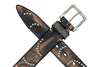 Artisan Paisley Italian Bridle Leather Belt - Navy Watercolor