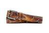 Artisan Paisley Italian Bridle Leather Belt - Chestnut Watercolor