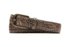 Peyton Crocodile Grain Leather Belt - Bark