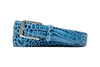 Palmer Italian Alligator Grain Leather Belt - Sky Blue