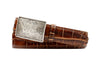 Wesley Italian Alligator Grain Leather Belt - Chestnut