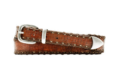 Artisan Italian Bridle Leather Taper Down Belt - Chestnut