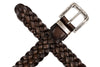 Artisan Italian Bridle Leather Hand Woven Belt - Walnut